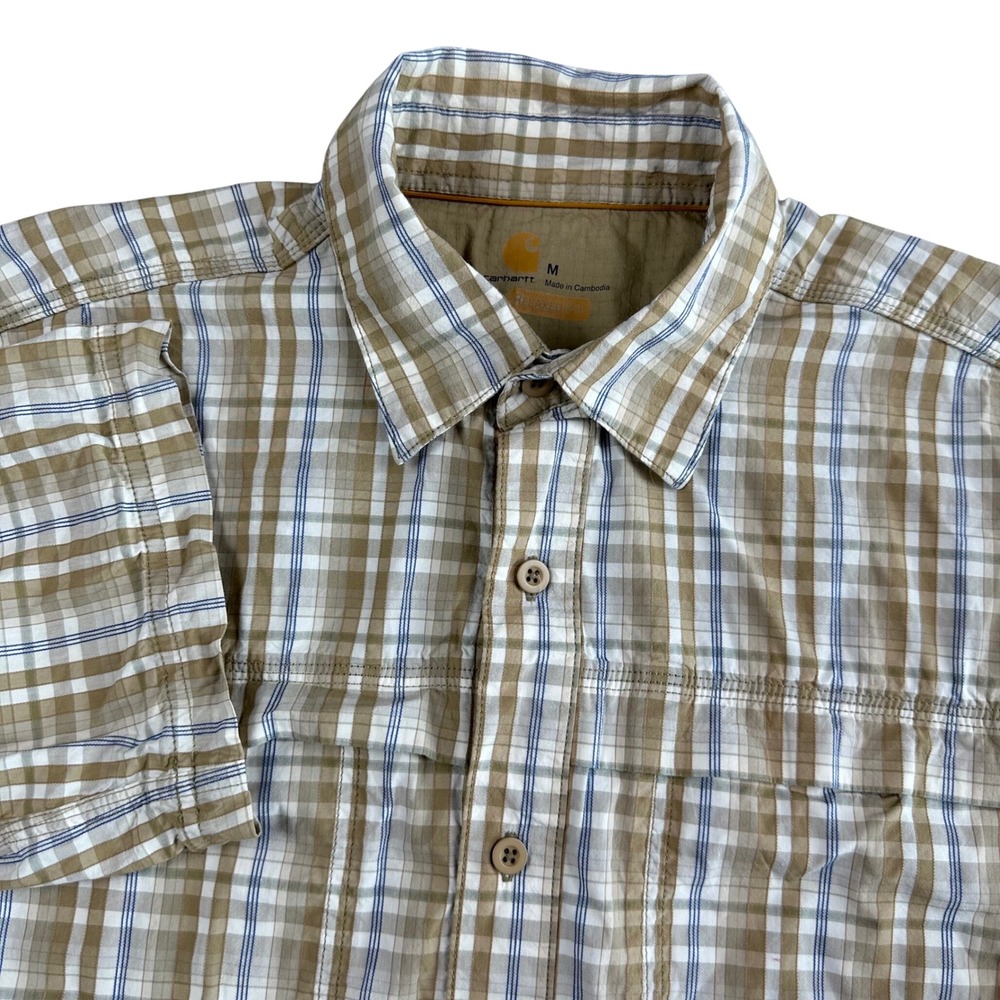 Carhartt Force Mens Relaxed Fit Plaid Short Sleeve Ripstop Work Shirt Medium